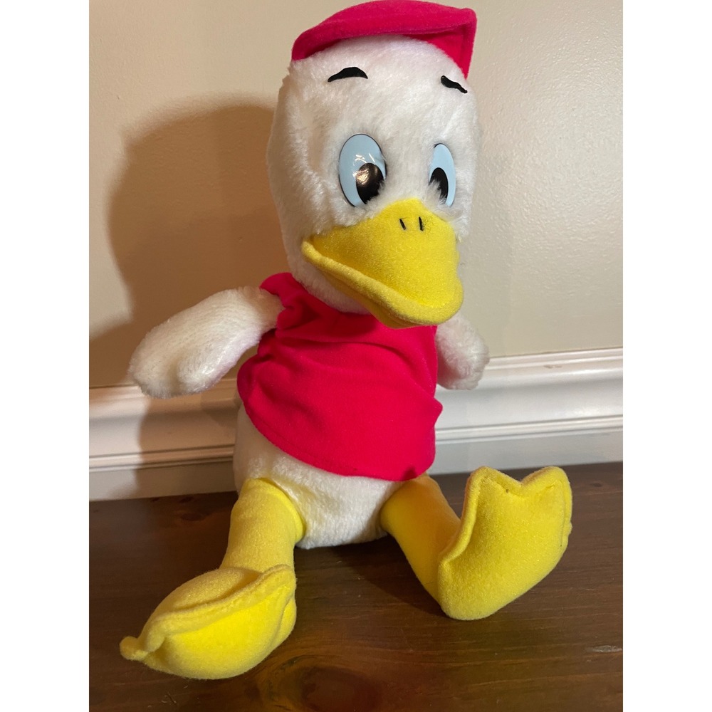 Vintage Disney Dewey Duck Plush California Stuffed Toys Red Shirt Hat 10 Inch